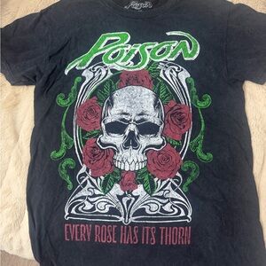 Poison Black Skull and Roses Graphic Tee
